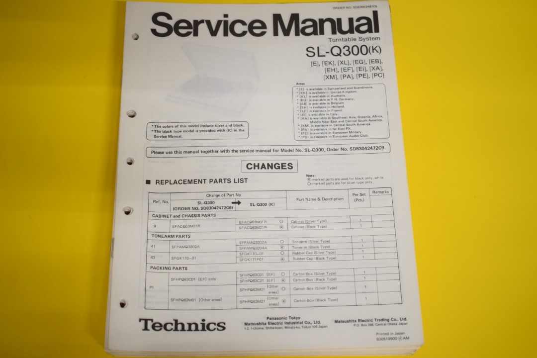 Technics SL-Q300 Turntable Service Manual  			